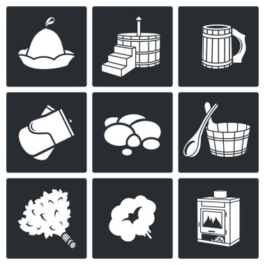 Hamamı ve sauna Icons Set