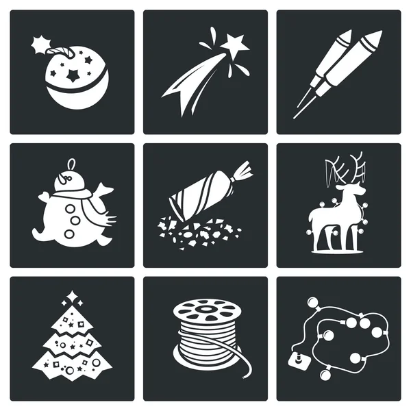 New Year  Icons Set — Stock Vector