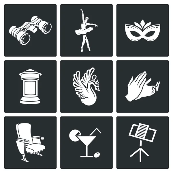 Kunst, theater, ballet, opera Icons Set — Stockvector