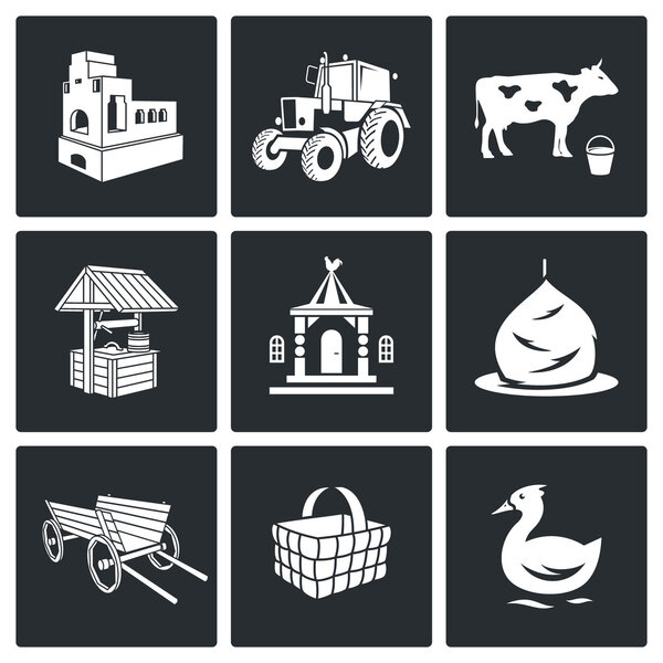 village life  Icons Set