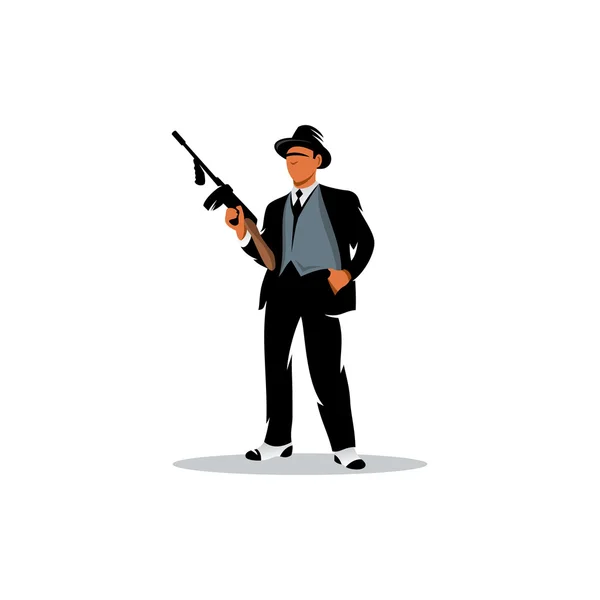 Gangster with   gun icon — Stock Vector