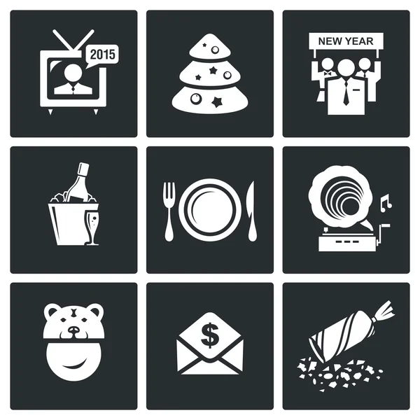 New year corporate  icons set — Stock Vector