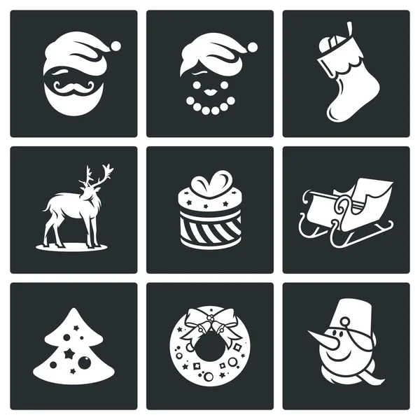 Christmas holiday  Icons Set — Stock Vector