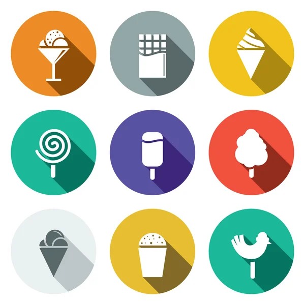 Édességek és fagylalt ikon készlet — Stock Vector