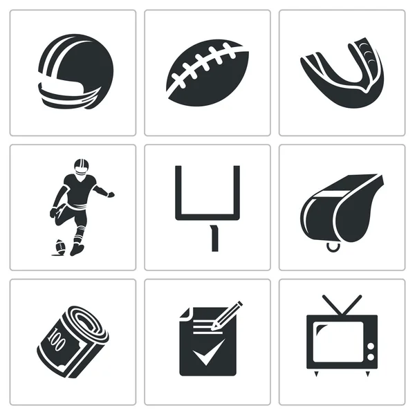 Conjunto de iconos de fútbol americano — Archivo Imágenes Vectoriales