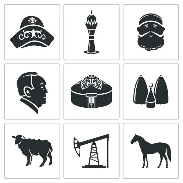 Kazakistan ülke Icons Set — Stok Vektör