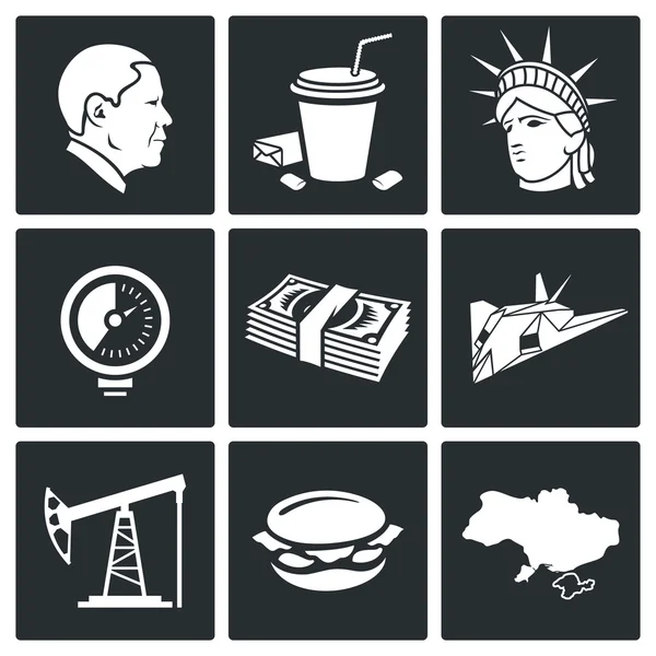 USA policy  Icons Set — Stock Vector