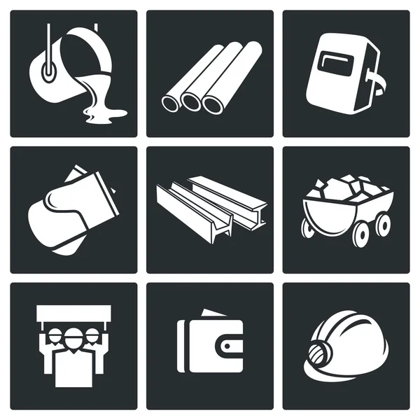 Metallurgy industry Icons set — Stock Vector