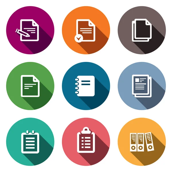 Kladblok papierdocumenten Icons set — Stockvector