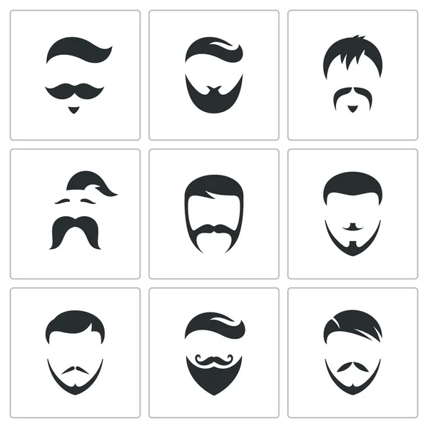 Conjunto de iconos de peinados masculinos retro — Archivo Imágenes Vectoriales