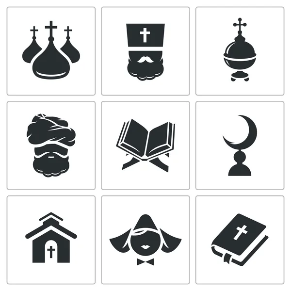 Religion confessions Icon set — Stock Vector