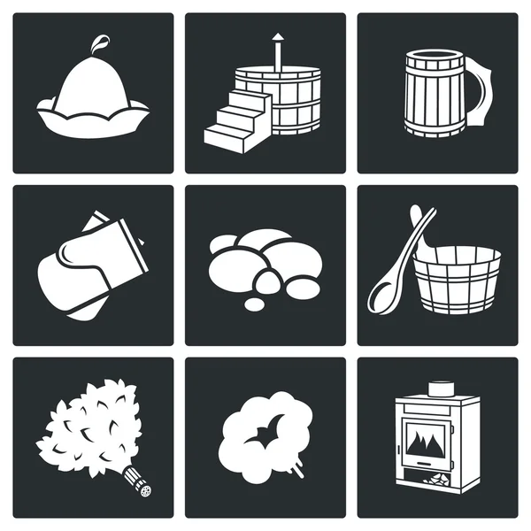 Bath and sauna Icons Set — Stock Illustration Bath and sauna Icons Set Stock Vector