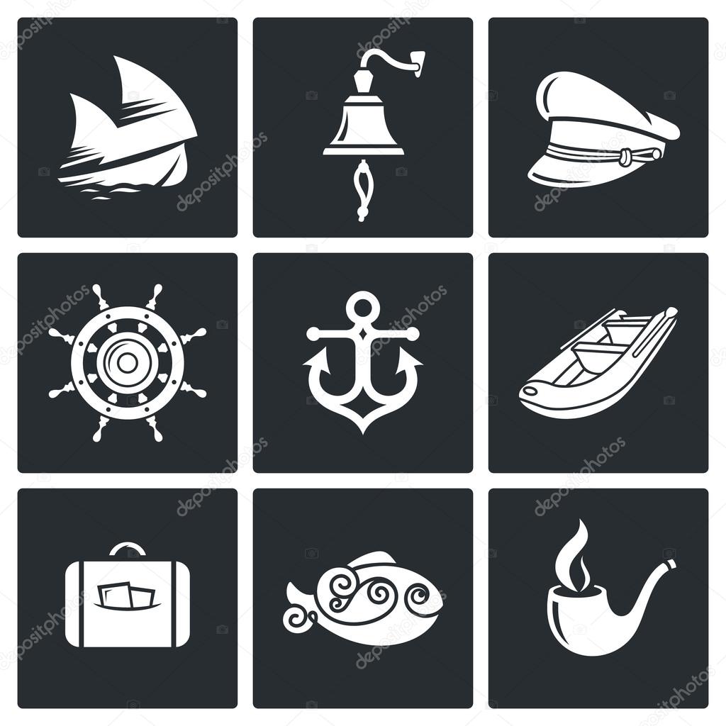 Sea voyage  Icons Set