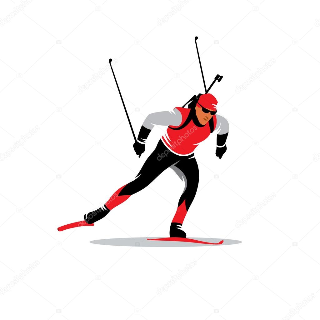 Biathlon skier vector sign