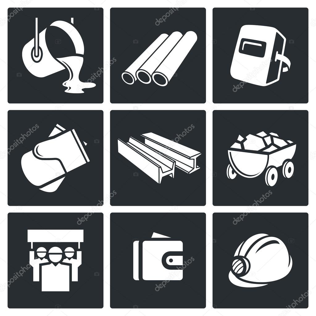 Metallurgy industry Icons set