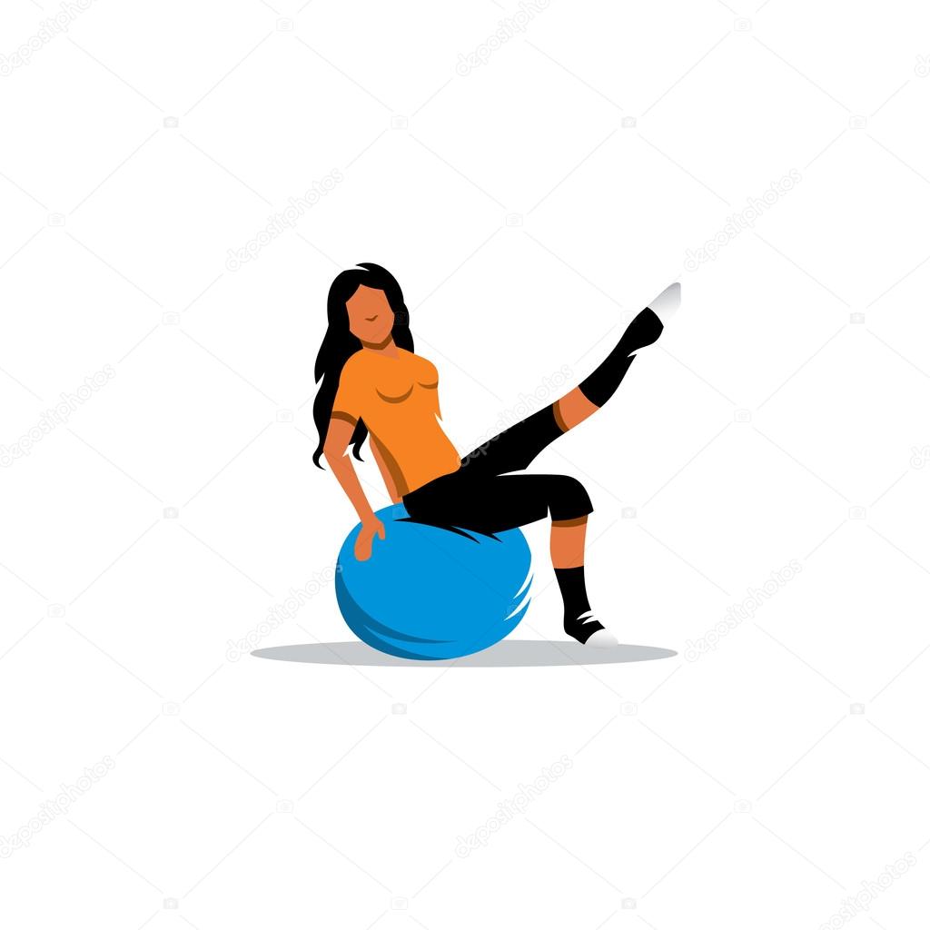 Young girl with fitball  icon