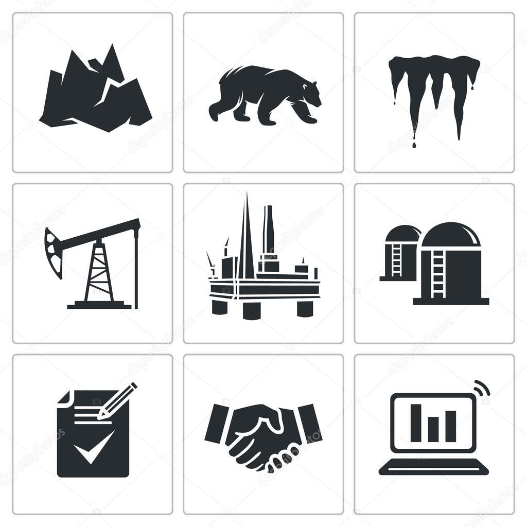 Oil production in  Arctic  Icons