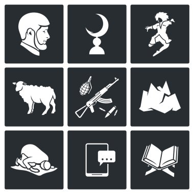 İslamda Çeçenistan Icons Set