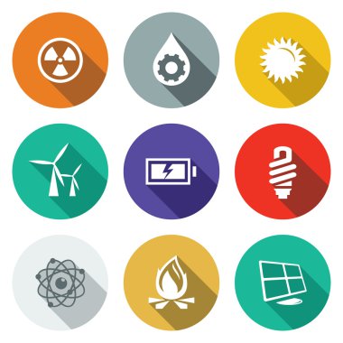 Enerji, elektrik Icons set