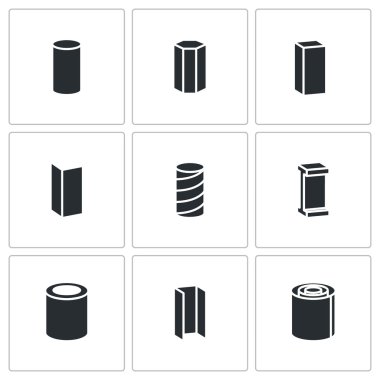 Metalurji ürünleri Icons set