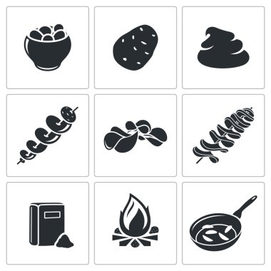 Patates yemek Icons Set