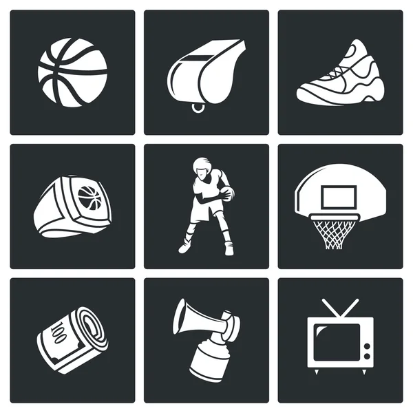 Basketball sport  Icons Set — Stock Vector