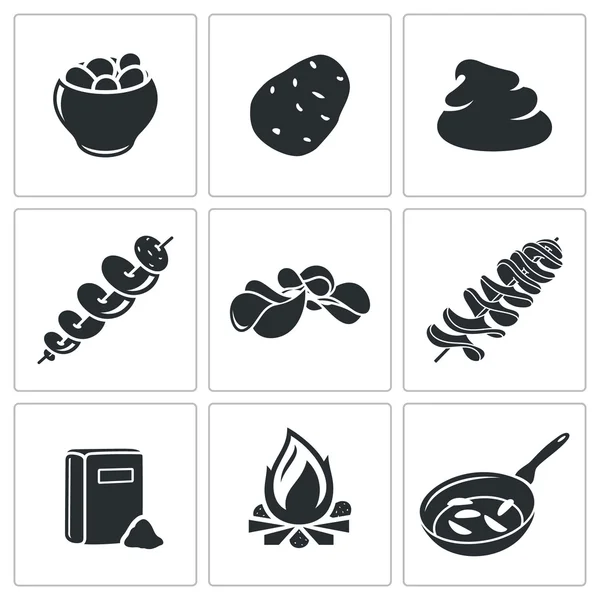 Patates yemek Icons Set — Stok Vektör