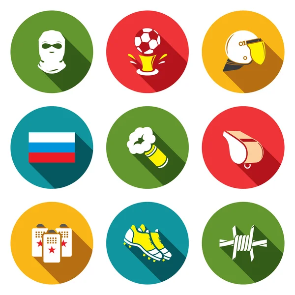 Soccer fans ultras Icons set — Stock Vector