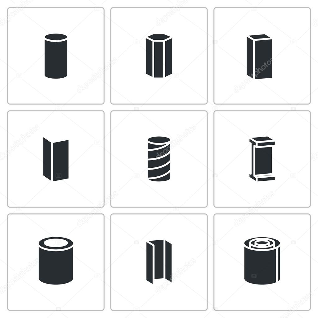 Metallurgy products  Icons Set
