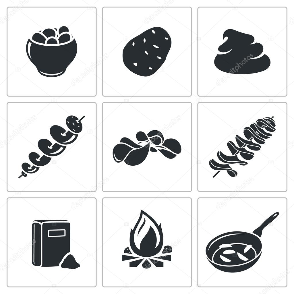 Potato food   Icons Set