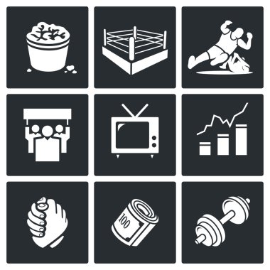 Güreş spor Icons Set