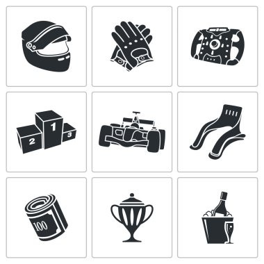 Araba yarışı Icons Set