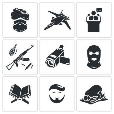 Suç ve din Icons Set