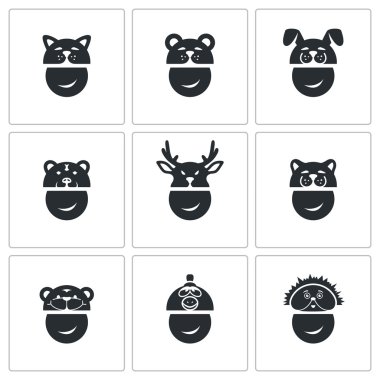 Yeni yıl maskeleri Icons Set