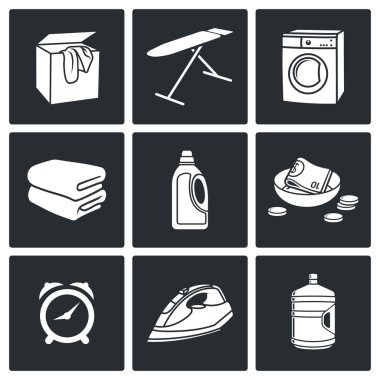 Kuru Temizleme Icons Set Hizmetleri