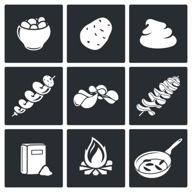 Patates ürünleri Icons Set