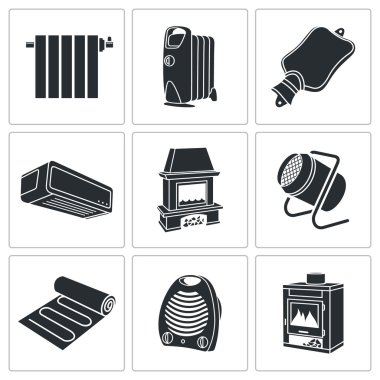 İklim, ekipman Icons Set