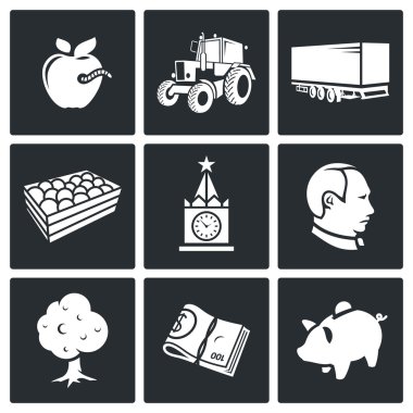 İhracat Lehçe elma Icons Set