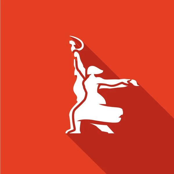 Icono soviético obrero y campesino colectivo — Vector de stock