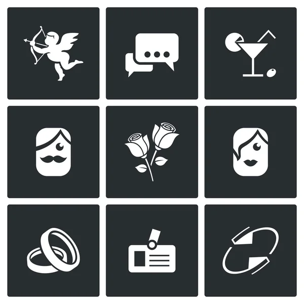 Speed dating Icons. — Stock Vector