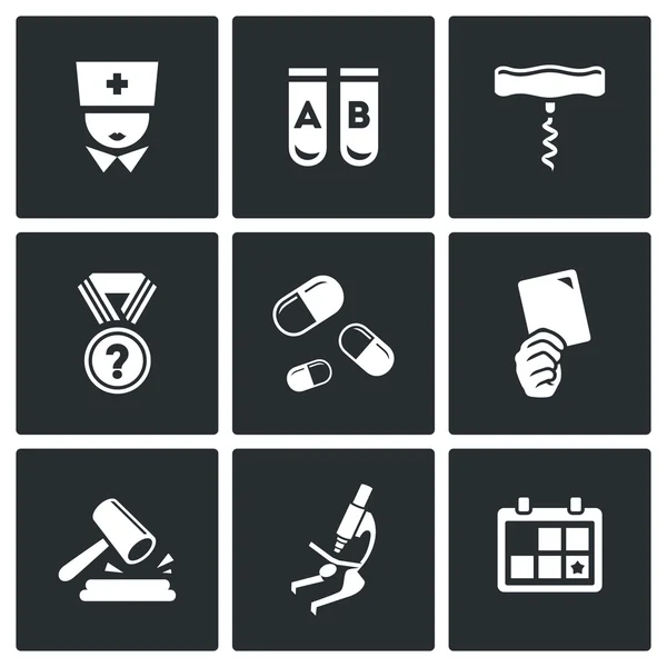 Dopaje, conjunto de iconos de prueba de drogas — Archivo Imágenes Vectoriales