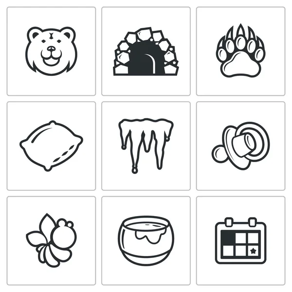 Set di icone animali da orso — Vettoriale Stock