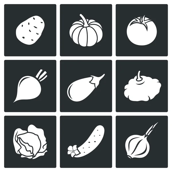 Vegetables, food set of  Icons — Stock Vector