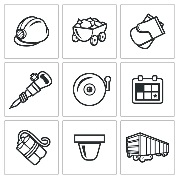 Mine, industry icons. — Stock Vector