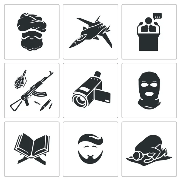 Suç ve din Icons Set — Stok Vektör