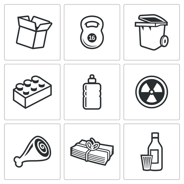 Symbole für Verschwendung und Recycling. — Stockvektor