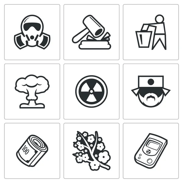 Nuclear Power in Japan icons. — Stock Vector