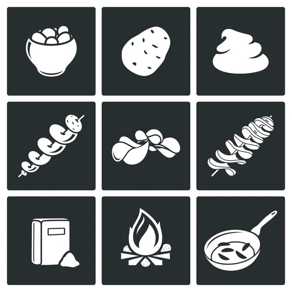 Patates ürünleri Icons Set — Stok Vektör