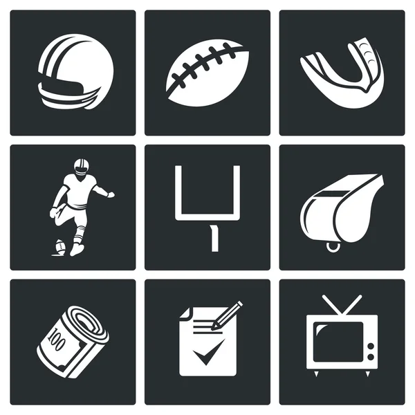 Conjunto de iconos vectoriales de fútbol americano — Vector de stock