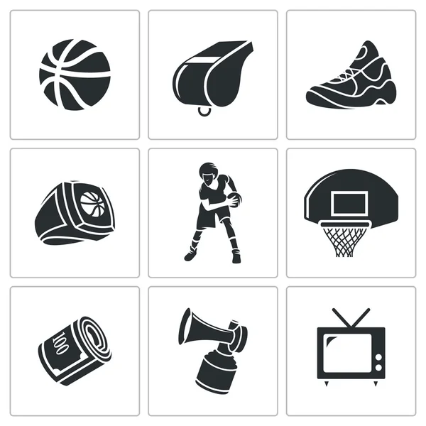 Basketball sport   Icons Set — Stock Vector